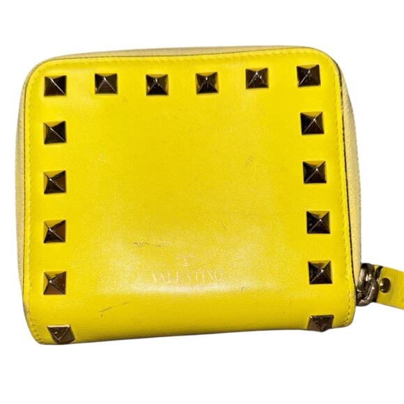 Valentino Yellow Studded Wallet with dust bag/box/extra studs. COA included - Picture 1 of 8